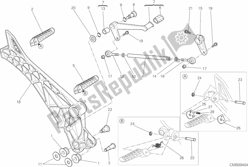 All parts for the Footrests, Left of the Ducati Monster 696 ABS USA 2013